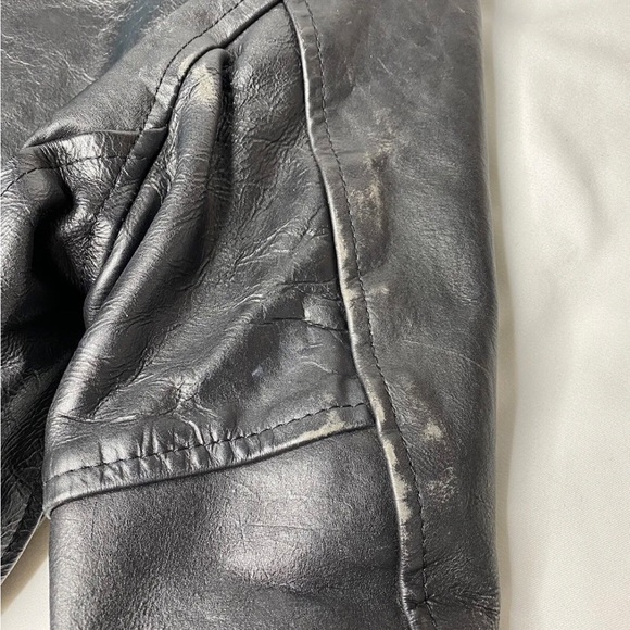 Vintage 90’s Leather Biker Jacket Black - Picture 8 of 11